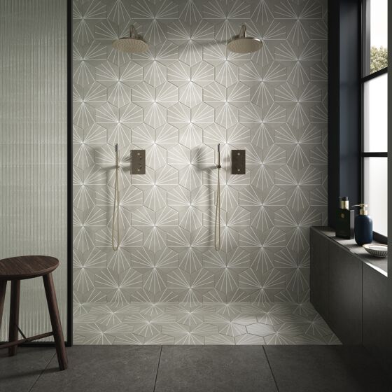 Starburst Grey - Wall & Floor Tile - 23.2 x 26.7cm