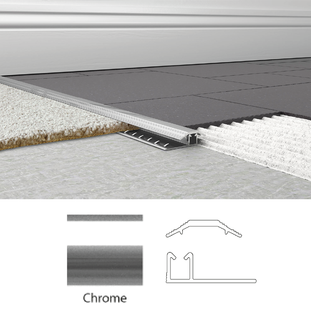 Metal Carpet To Tile Trim - 2 Piece Screw Down - 1 M Length
