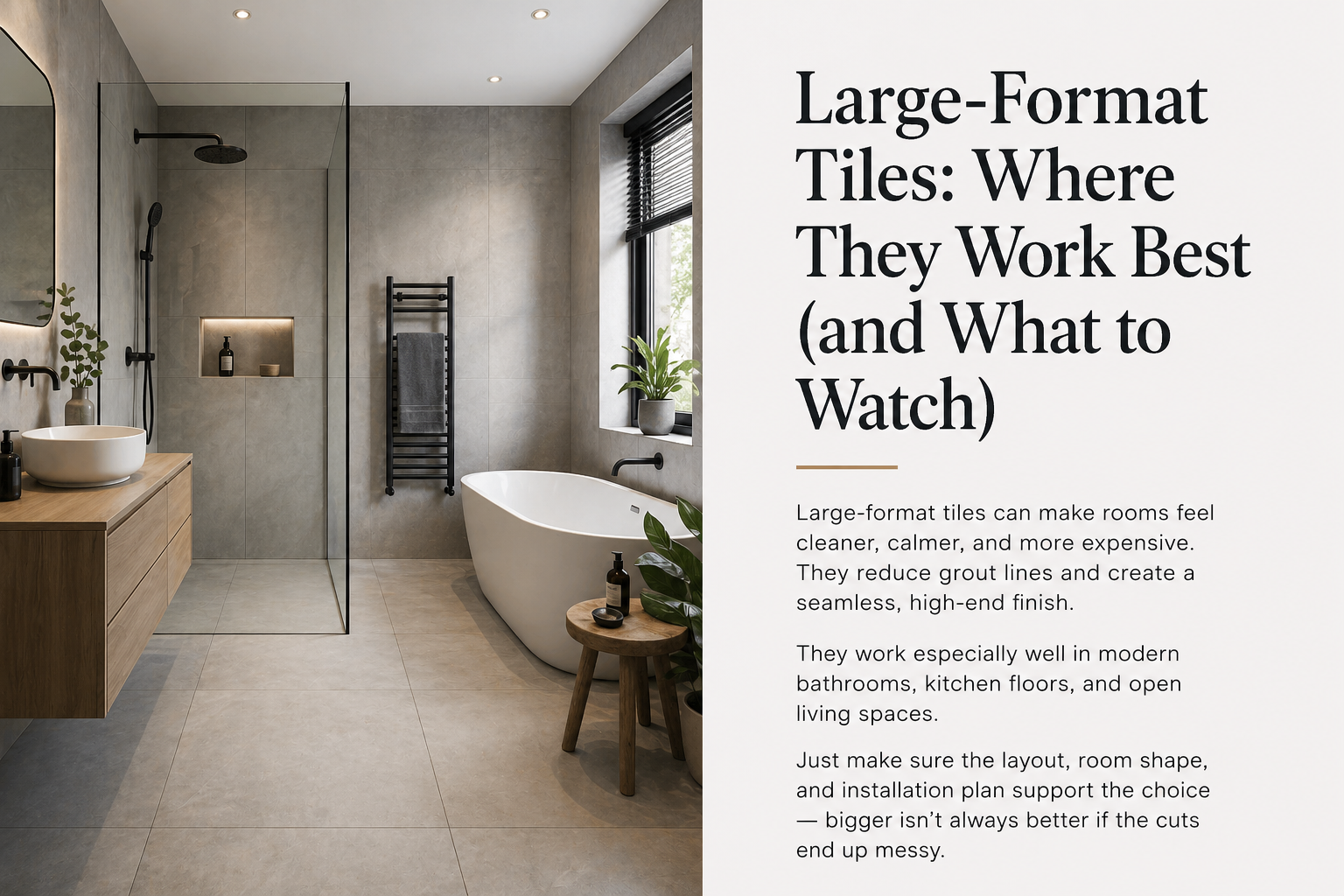 Large-Format Tiles: Where They Work Best and What to Watch