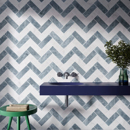 Ash Blue Herringbone Marble Tile image 2