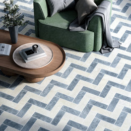 Ash Blue Herringbone Marble Tile image 3