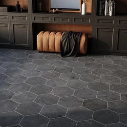 Brazilian Black Hexagon Slate Tile tile image