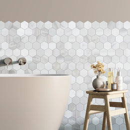Calacatta Isola Hexagon Marble Mosaic Tile tile image