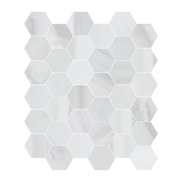 Calacatta Isola Hexagon Marble Mosaic Tile image 2