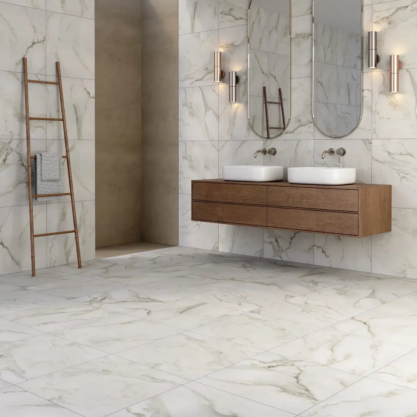 Calacatta Paonazzo Porcelain Tile - Rectified Edge Honed Finish tile image