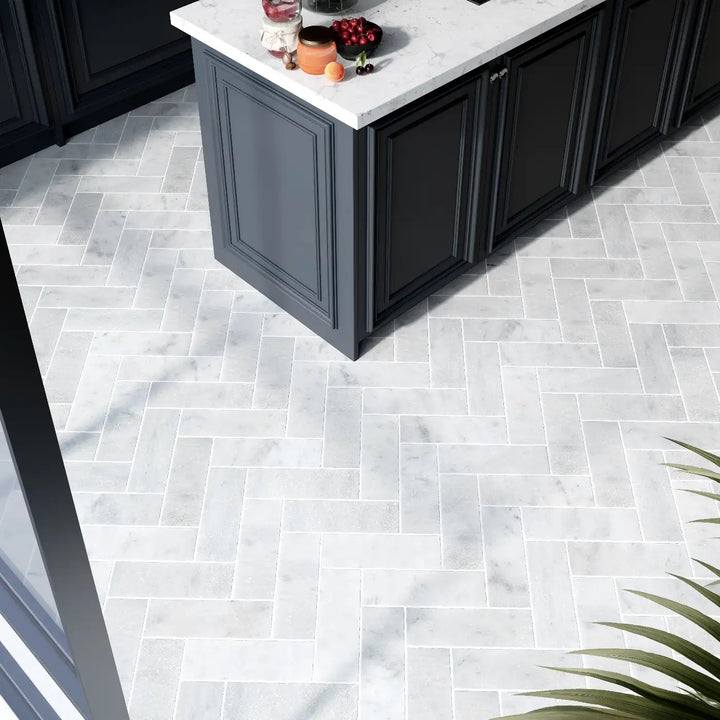 Caria Luna Herringbone Marble Tile tile image