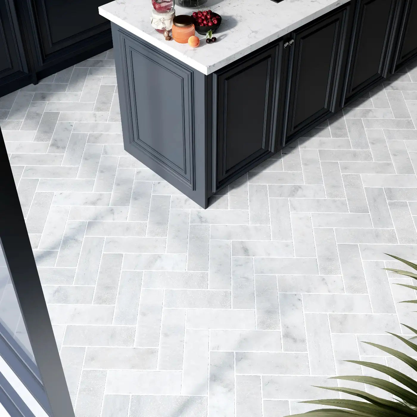 Caria Luna Herringbone Marble Tile tile image