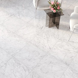 Carrara Gioia Porcelain Tile - Rectified Edge Polished Finish image 2