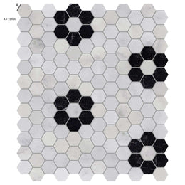 Carrara - St Laurent Marble Flower Mosaic Tile image 2
