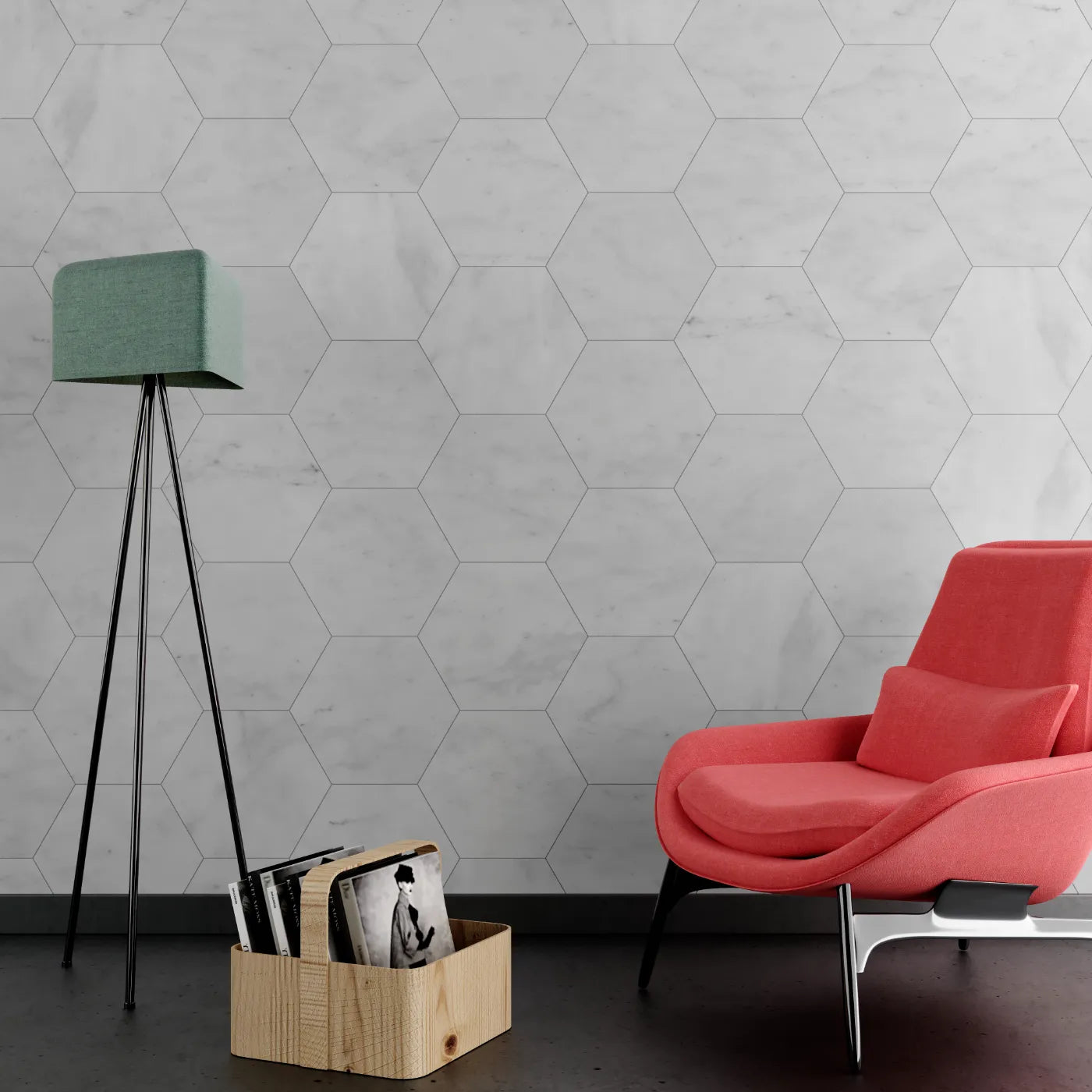 Carrara White Hexagon Marble Tile - Honed tile image