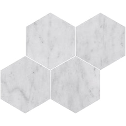 Carrara White Hexagon Marble Tile - Honed image 2