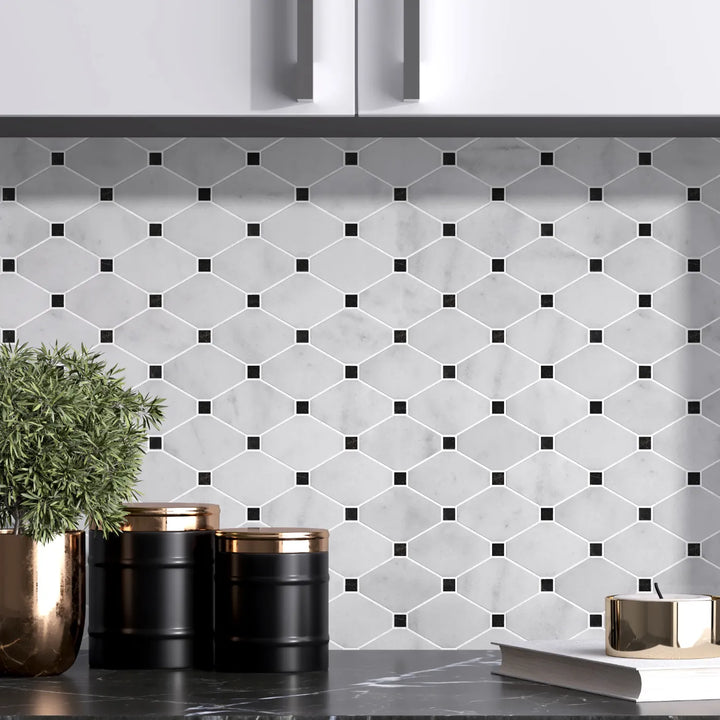Carrara White Diamond Marble Mosaic Tile tile image