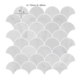 Carrara White Marble Scallop Shell Mosaic Tile image 2
