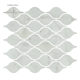 Carrara White Marble Teardrop Mosaic Tile image 2