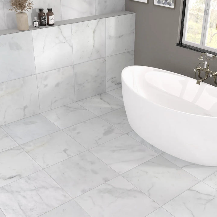 Carrara White Marble Tile - Honed tile image