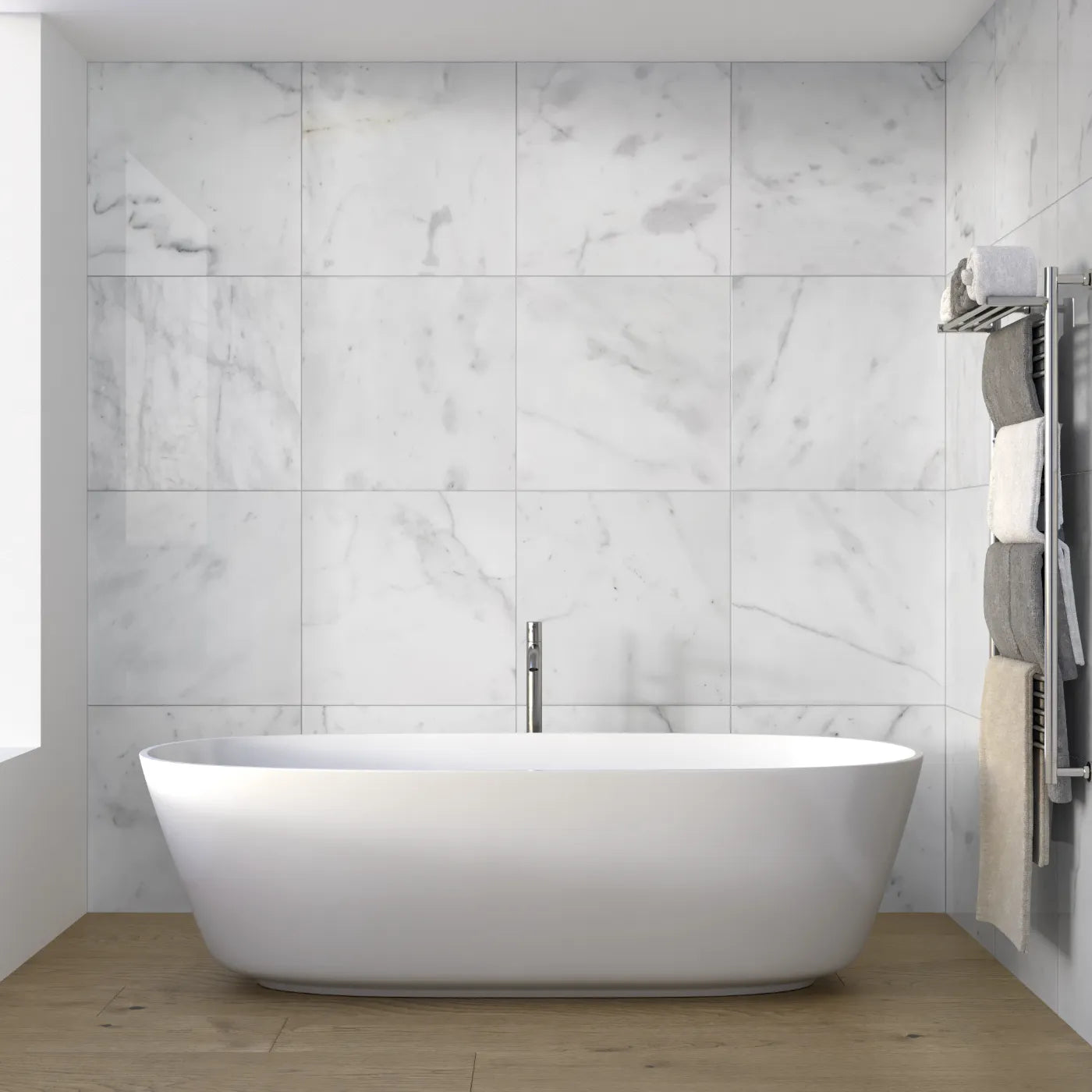 Carrara White Marble Tile - Polished tile image
