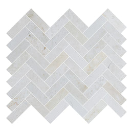 Crema Marfil Herringbone Marble Mosaic Tile - Honed image 2
