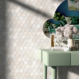 Crema Marfil Hexagon Marble Mosaic Tile - Polished image 3