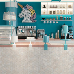 Crema Marfil Hexagon Marble Mosaic Tile - Polished image 2