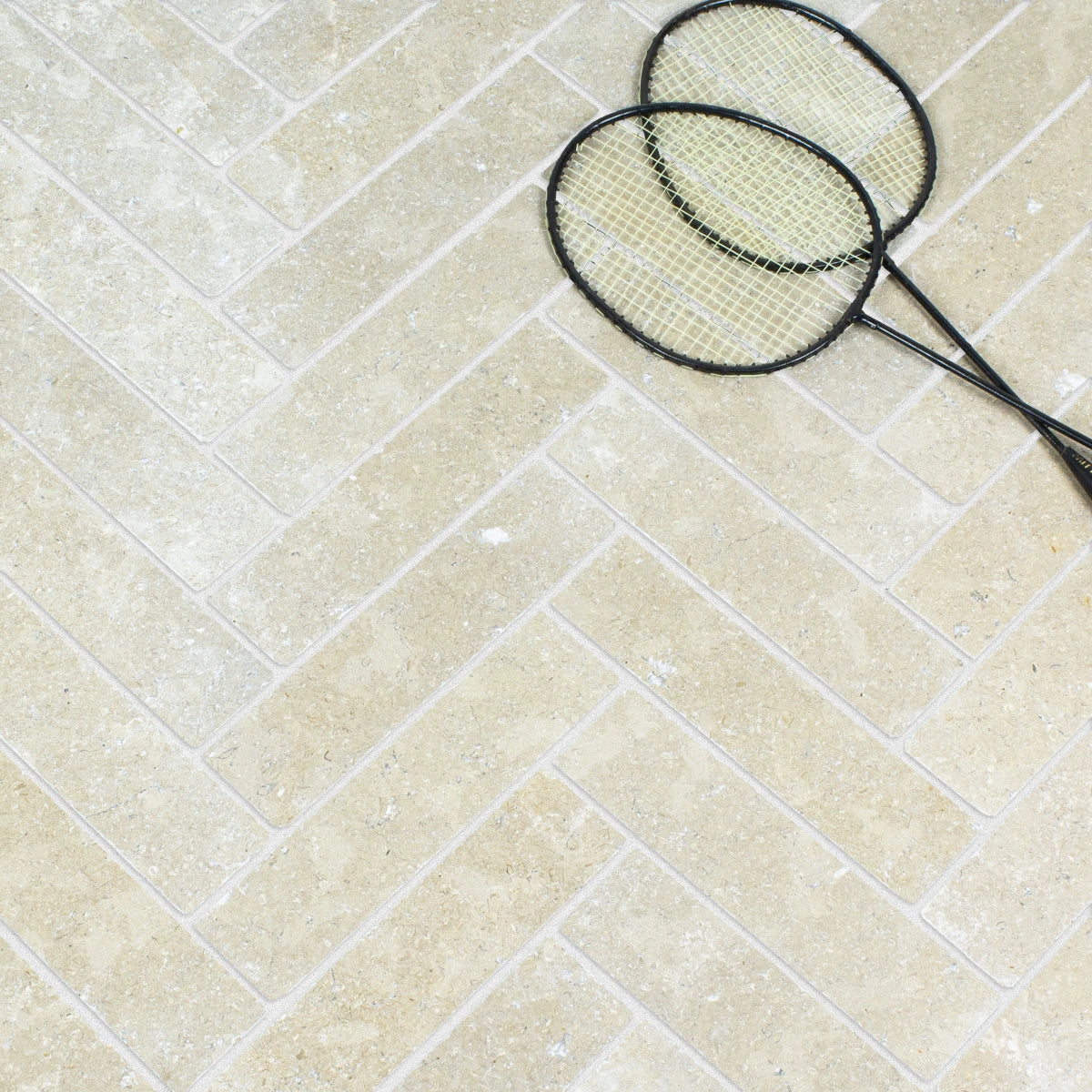 Desert Pearl Herringbone Limestone Tile tile image