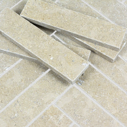 Desert Pearl Herringbone Limestone Tile image 2