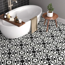 Form Monochrome Lotus Patterned Porcelain Tile tile image
