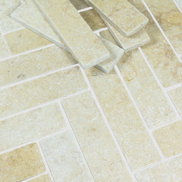 Jerusalem Antique Gold Herringbone Limestone Tile image 2