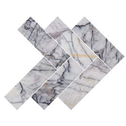 Lilac Herringbone Marble Tile - Honed image 2