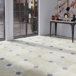 Olympus Creme - Ash Blue Octagon Marble Tile tile image