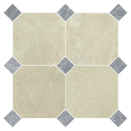 Olympus Creme - Ash Blue Octagon Marble Tile image 2