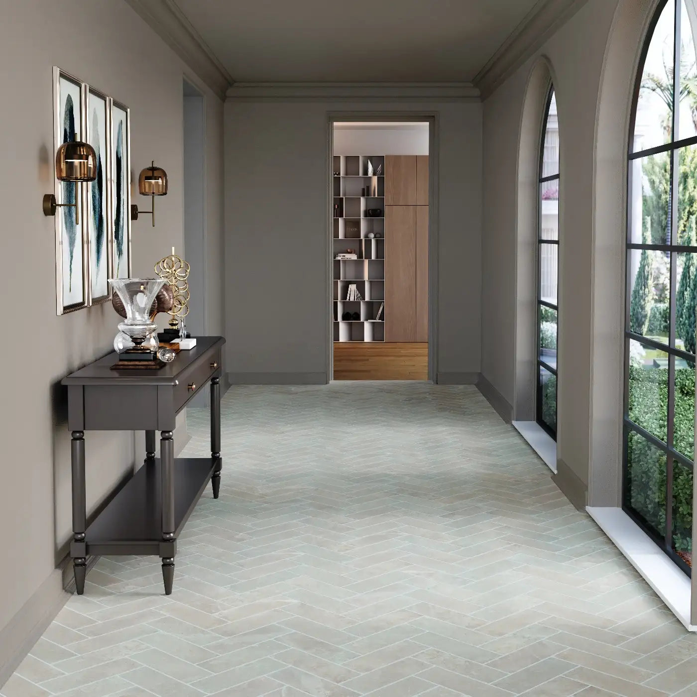 Olympus Creme Herringbone Marble Tile tile image