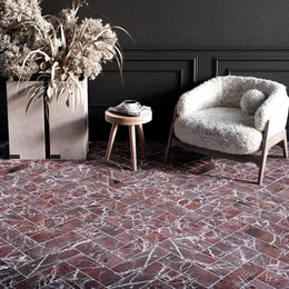 Rosso Levanto Herringbone Marble Tile tile image