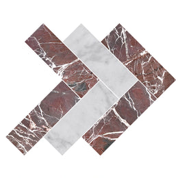 Rosso Levanto Herringbone Marble Tile image 2