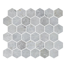 Silver Light Hexagon Marble Mosaic Tile image 2