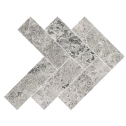 Silver Moon Herringbone Marble Tile image 2