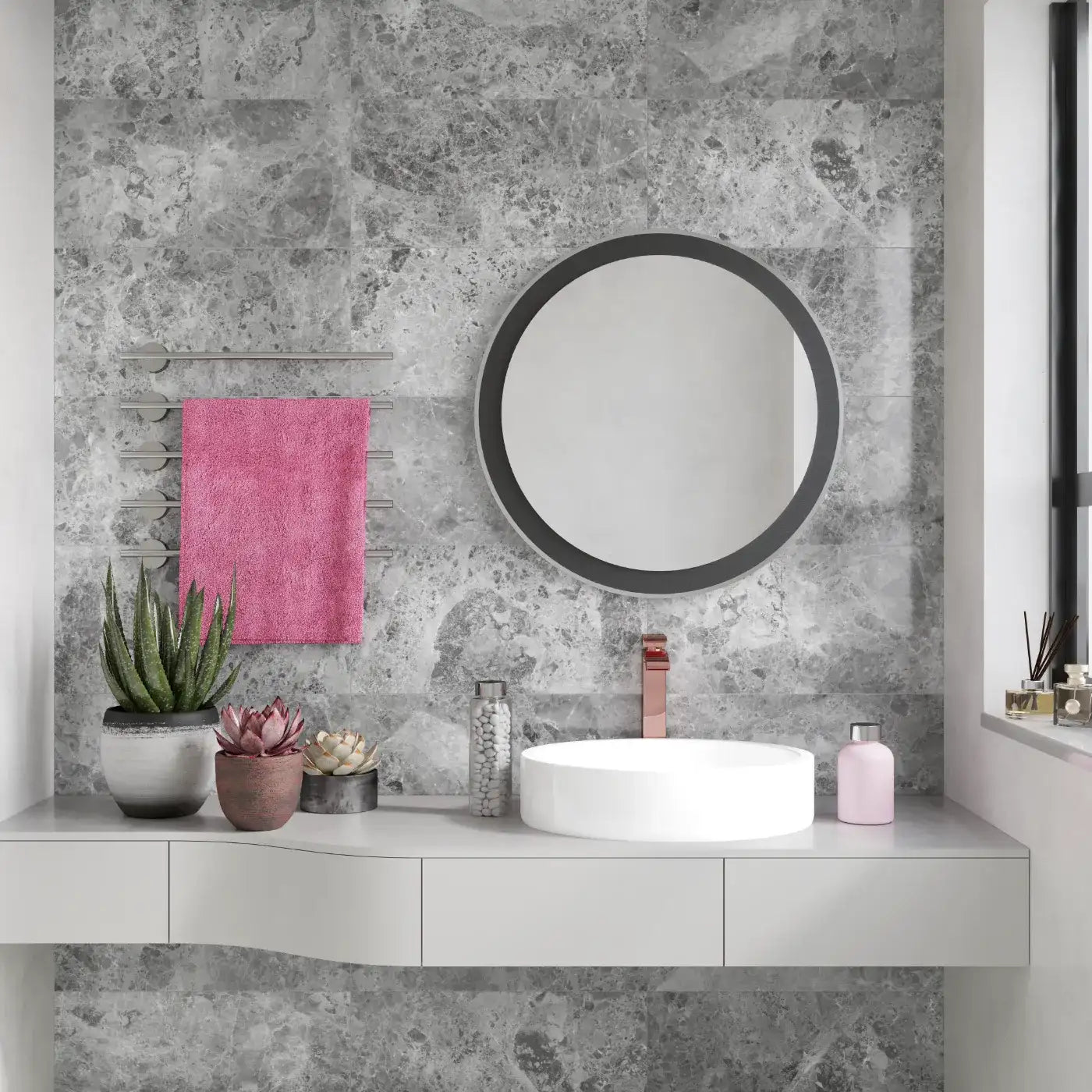 Silver Moon Marble Tile - Polished tile image