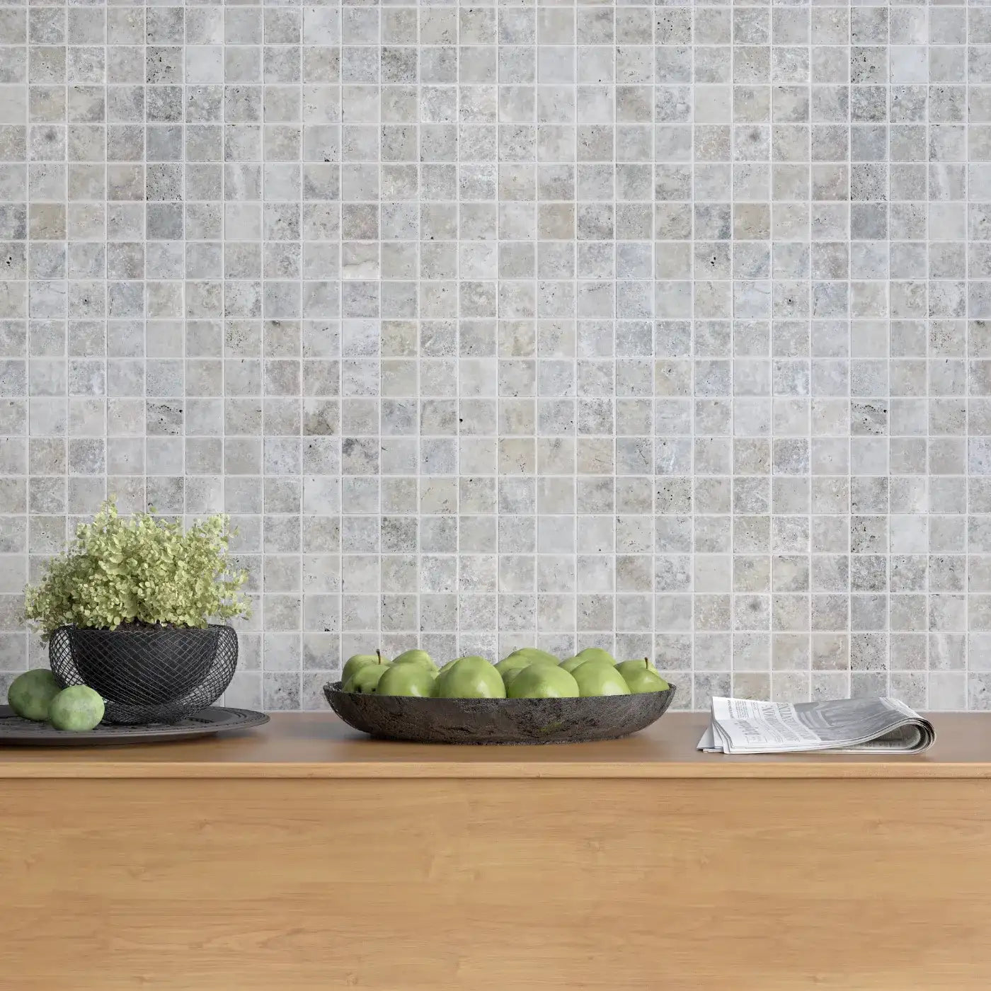 Silver Travertine Mosaic Tile tile image