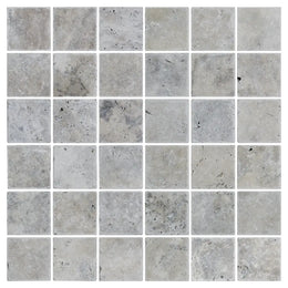 Silver Travertine Mosaic Tile image 2