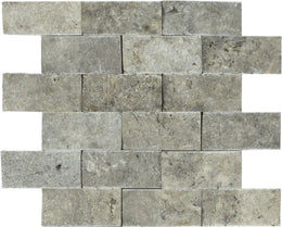 Silver Travertine Tile - Split Face 3D Effect image 2