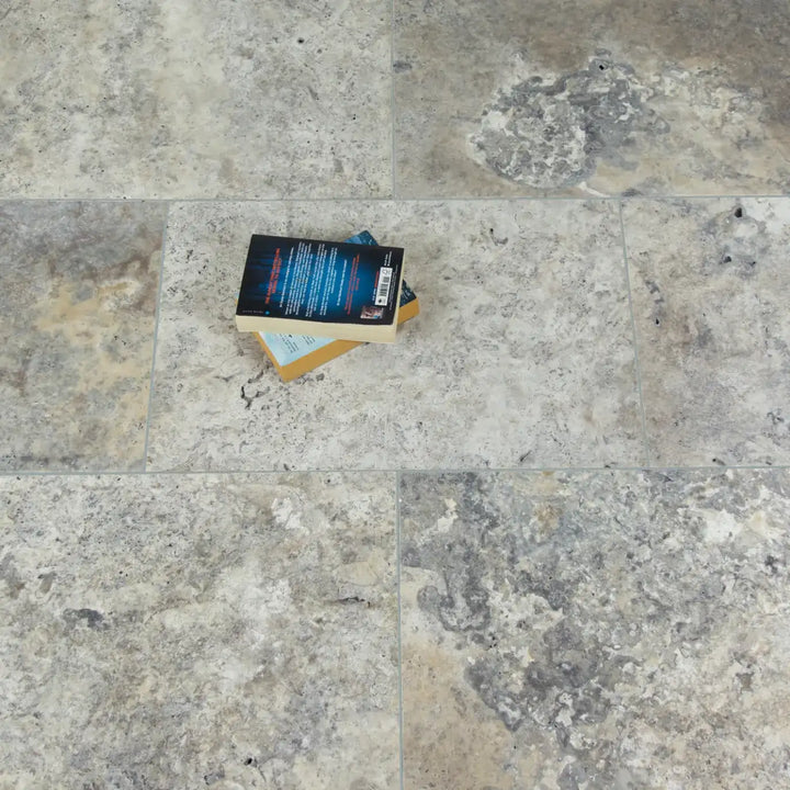 Silver Travertine Tile - Unfilled Tumbled Edge tile image