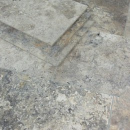 Silver Travertine Tile - Unfilled Tumbled Edge image 3