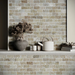 Siva Noce Travertine Brick Mosaic Tile tile image