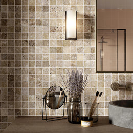 Siva Noce Travertine Mosaic Tile tile image