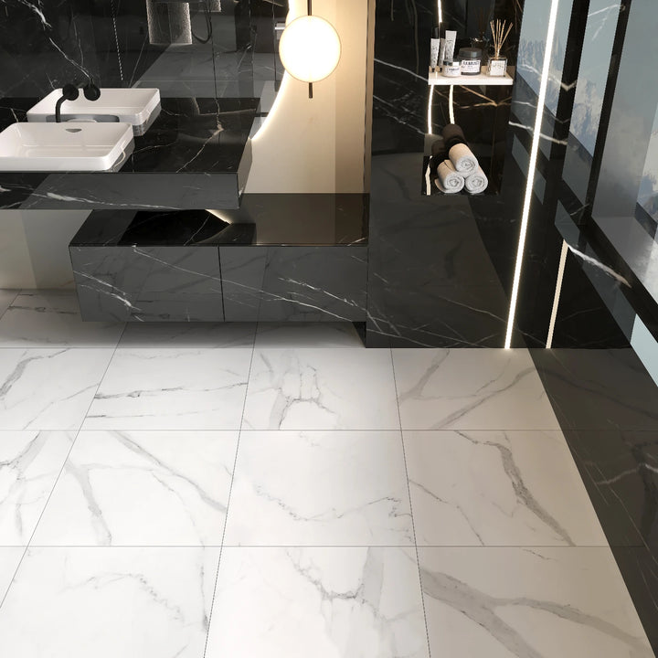 Statuario Nuovo Porcelain Tile - Rectified Edge Honed Finish tile image
