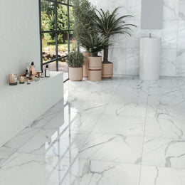 Statuario Nuovo Porcelain Tile - Rectified Edge Honed Finish image 5