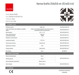 Harrow Grafito  Victorian 31.6 x 31.6 cm