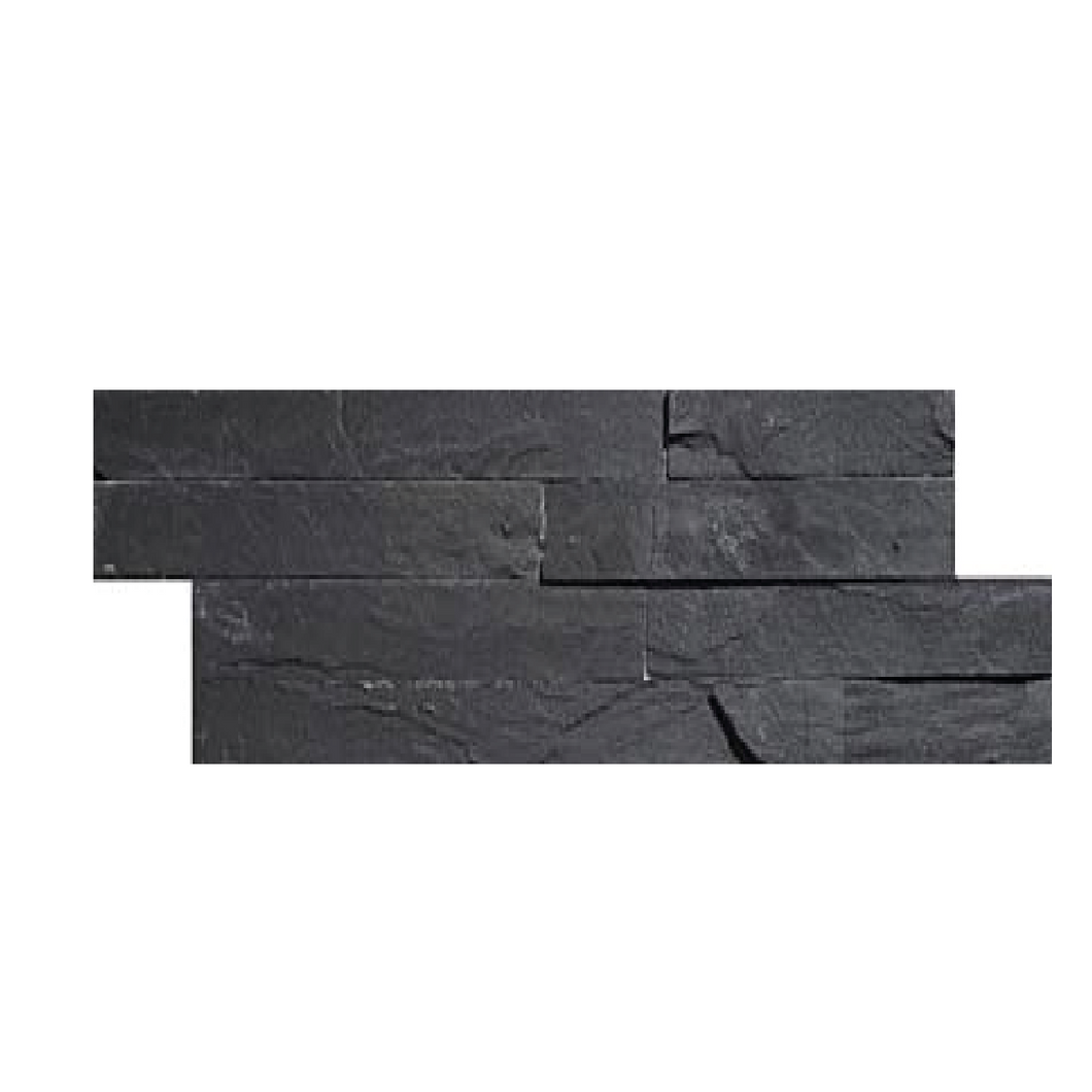 Black Split Face Slate Cladding - Wall Tile - 36 x 10 cm