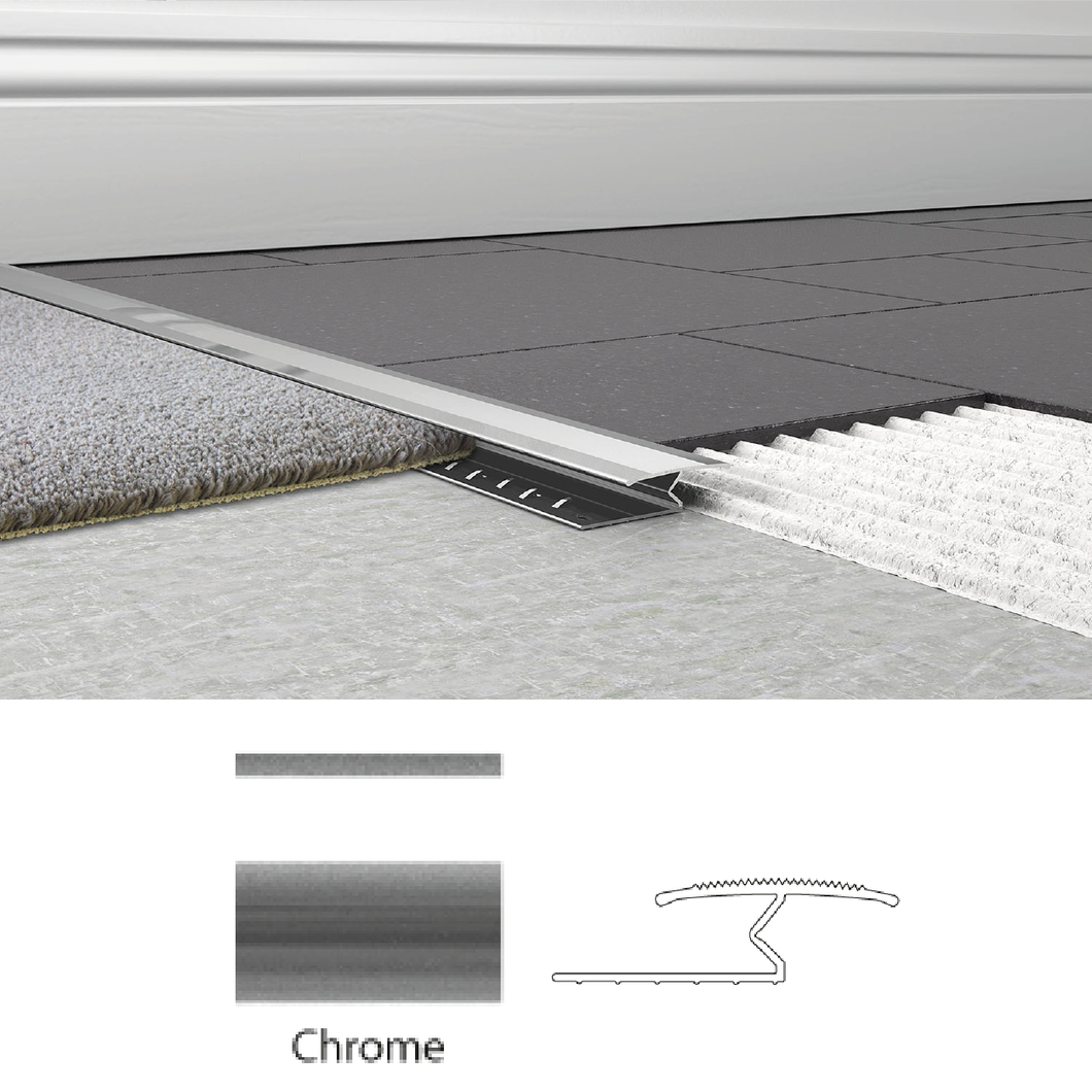 Metal Carpet To Tile Trim - Knock Down - 1 M Length