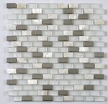 Load image into Gallery viewer, Blanco Glass/Stone/Metal/Pearl Mix Mini Brick Mosaic - Wall Tile - 30 x 28.5 cm
