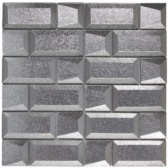 Dimensions Silver 3D Glass Mixed Size Mosaic - Wall Tile - 29.8 x 29.8 cm